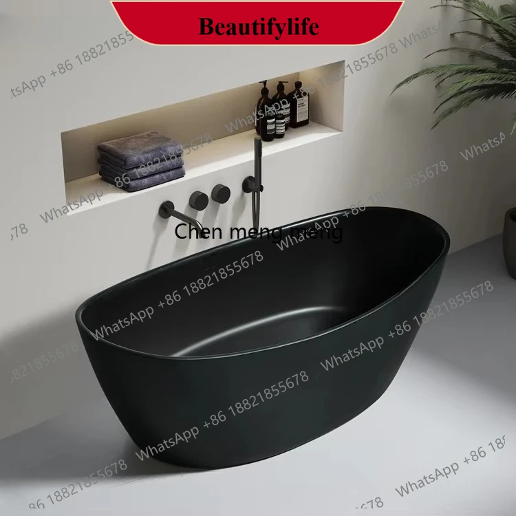 Hot Sale Boat Shape Soaking Bathtub Freestanding Hot Tube in Matte Indoor Acrylic Black Bathtub  Factory Price