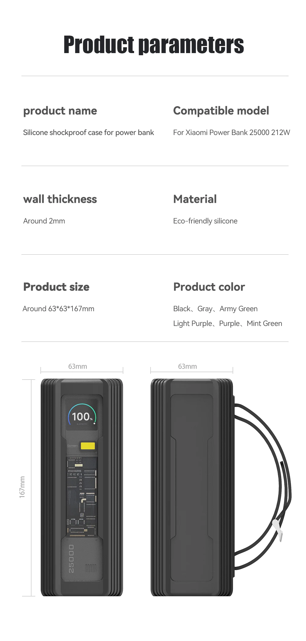 Silikonhülle für Xiaomi Mi Power Bank 25000 mAh 212 W Explorer Edition TF/SIM-Karte PIN-Aufbewahrung PortableTravel Case Aufbewahrungstasche – Detail 12