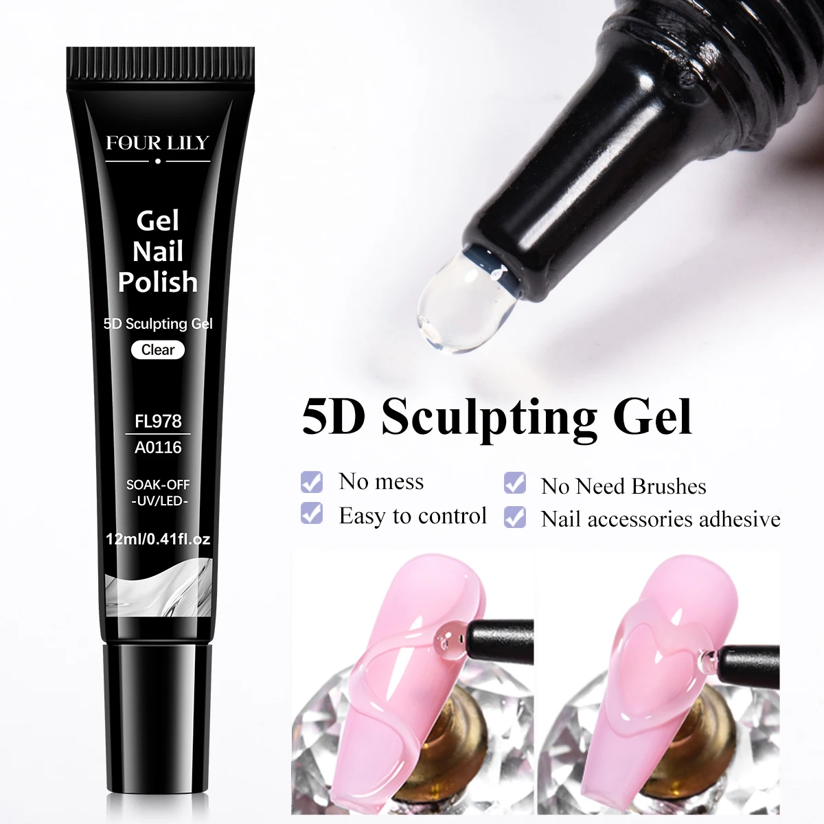 1/2/3pcs 12ml 5D Sculpting Gel Polish Nail Art Modeling Gel Waterproof Sculpting Gel Nail Art 3D Design Gel for Carvings & Shape