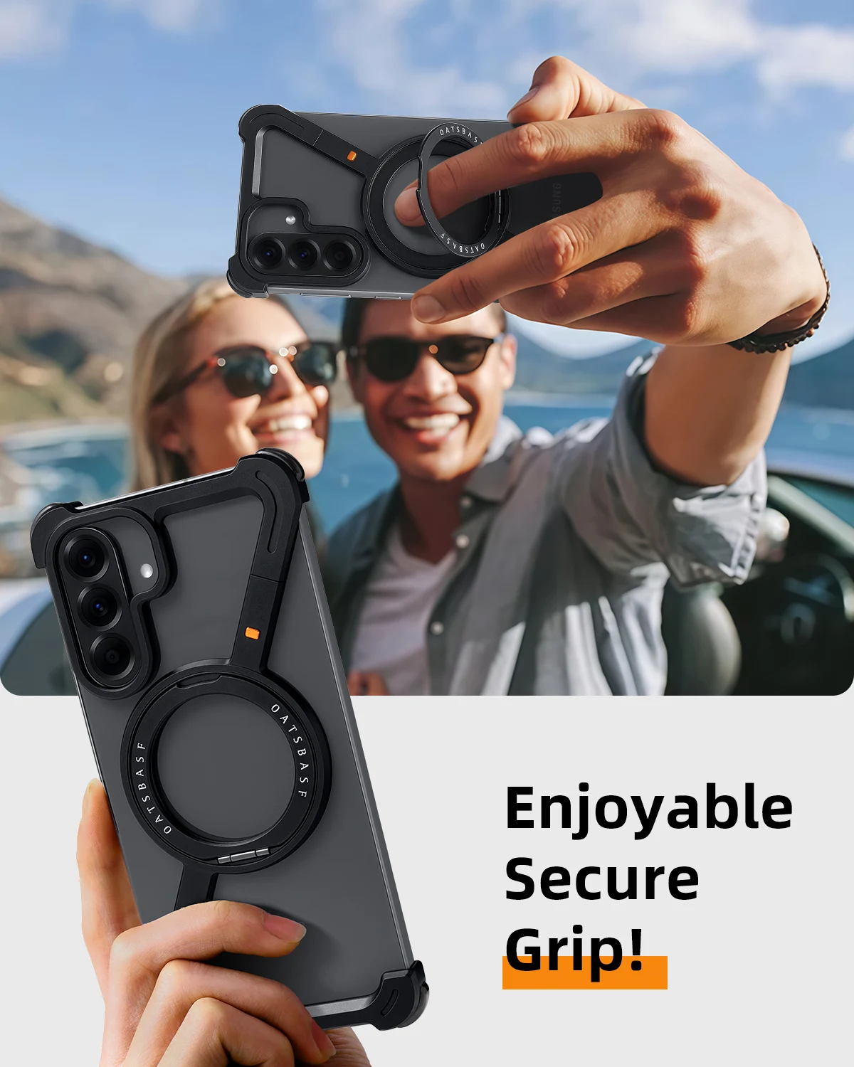 

Чехол для телефона Oatsbasf Magsafe для Samsung Galaxy S25 Edge с подставкой 360° ° Поворотный чехол для телефона Samsung Galaxy A56, металлический каркас