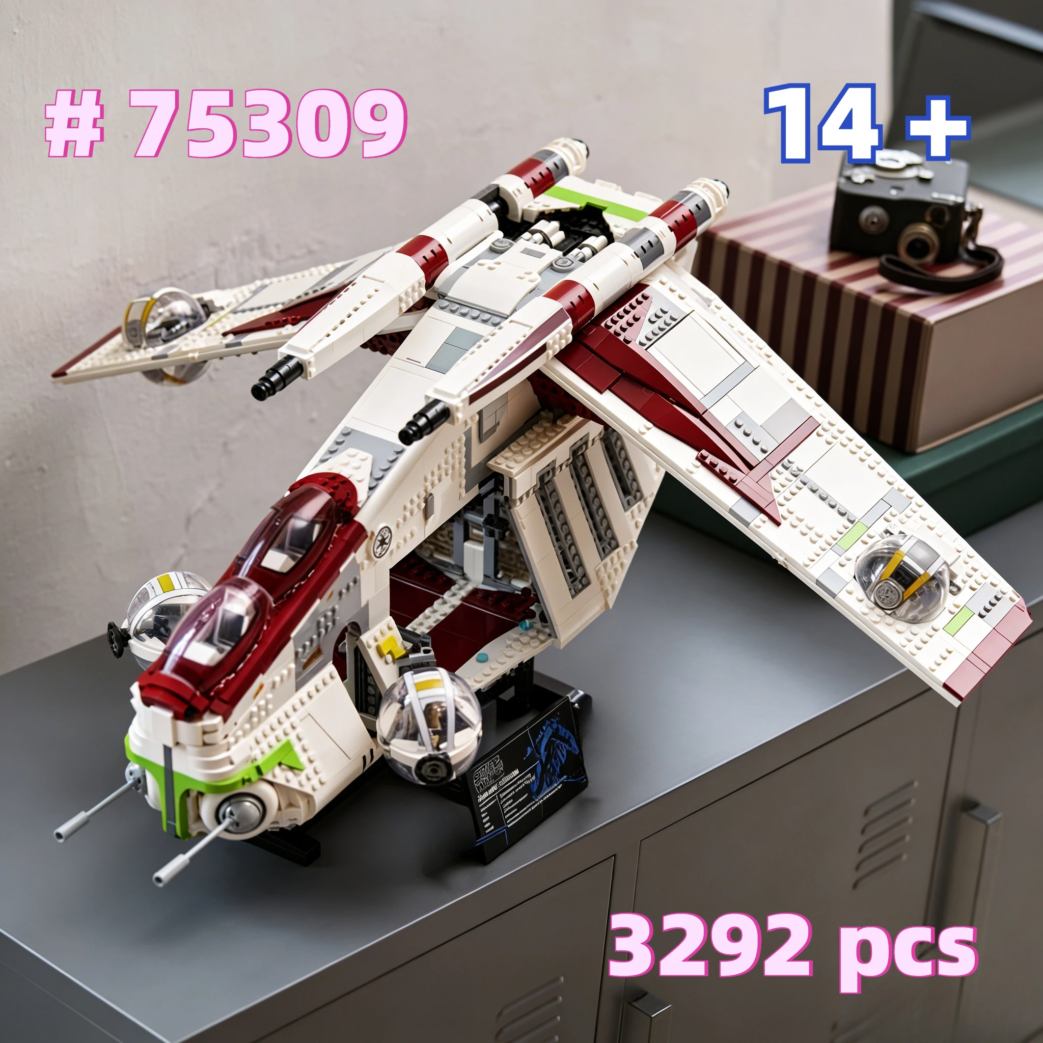 

Конструктор 3292 детали: Звездный Разрушитель Republic Fighter Gunship 75309, модель-головоломка для детей, подарок на день рождения