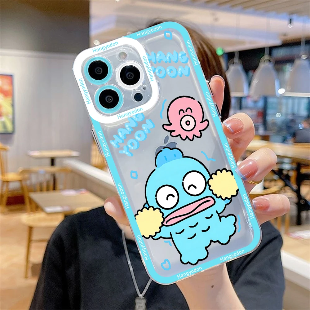 Cute sanrioes octopus Hangyodon Phone Case For iPhone 15 14 13 12 11 Mini Pro Max X XR XSMax 6S 7 8 Plus SE20 Transparent Cover