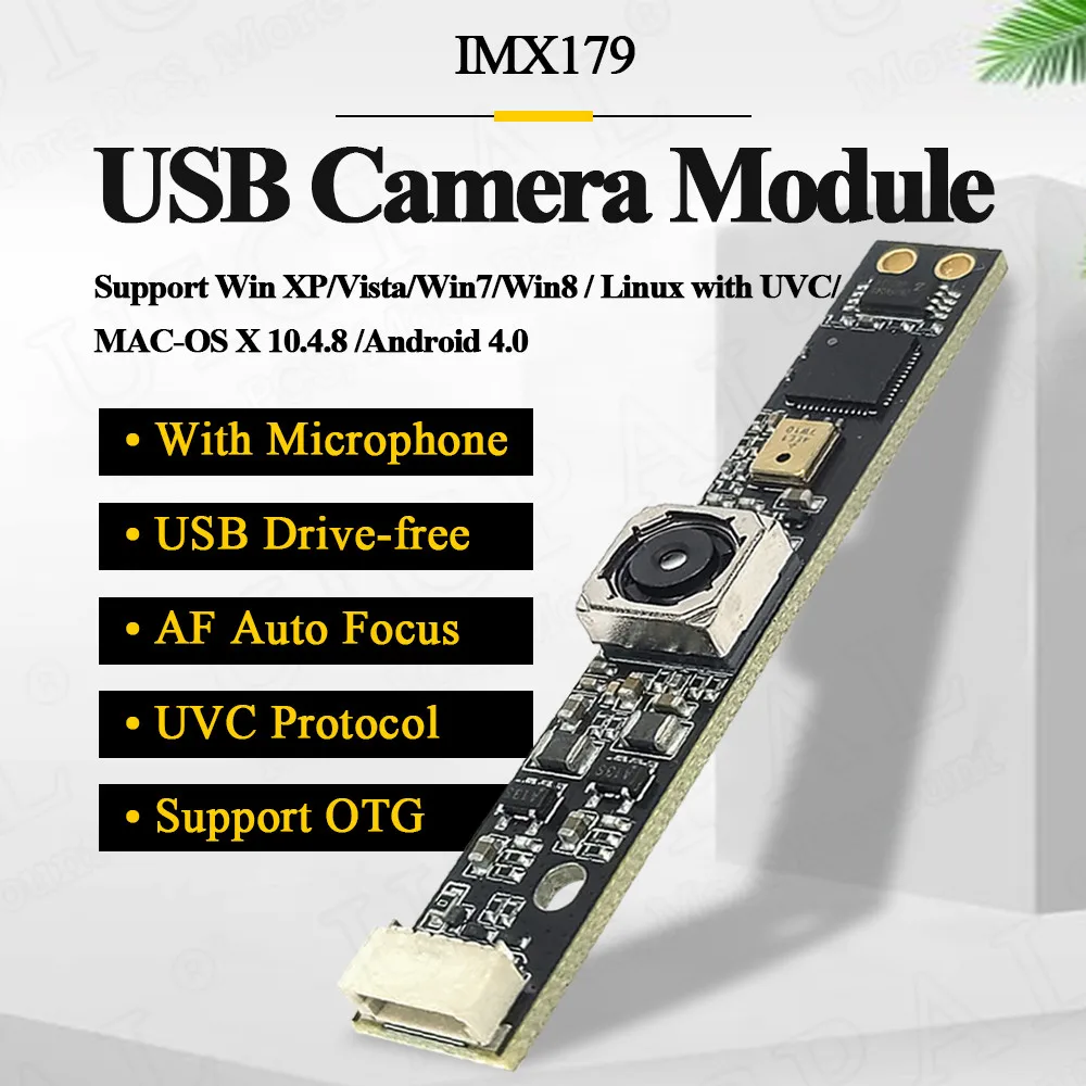 IMX179 USB Camera Module with Microphone MIC for Android Win Auto Focus 78 120 Degrees HD 8MB 3264*2488 15FPS Drive-free USB 2.0