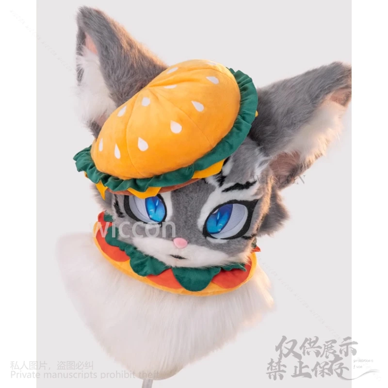 كوس الحيوان Kawaii برغر Cutecore تأثيري فروي Furrsuit أغطية الرأس زي مخصص لطيف قبعة وشاح الحلو موضة أنيمي موحدة