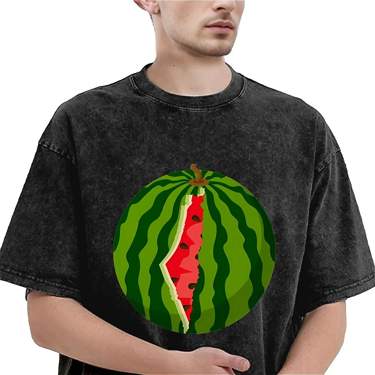 Funny Watermelon T Shirt Fashion Novelty T Shirts Short-Sleeve Vintage Tshirt Summer Simple O Neck Oversize Clothing