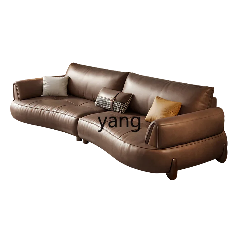 LH retro style small apartment living room simple straight row first layer cowhide