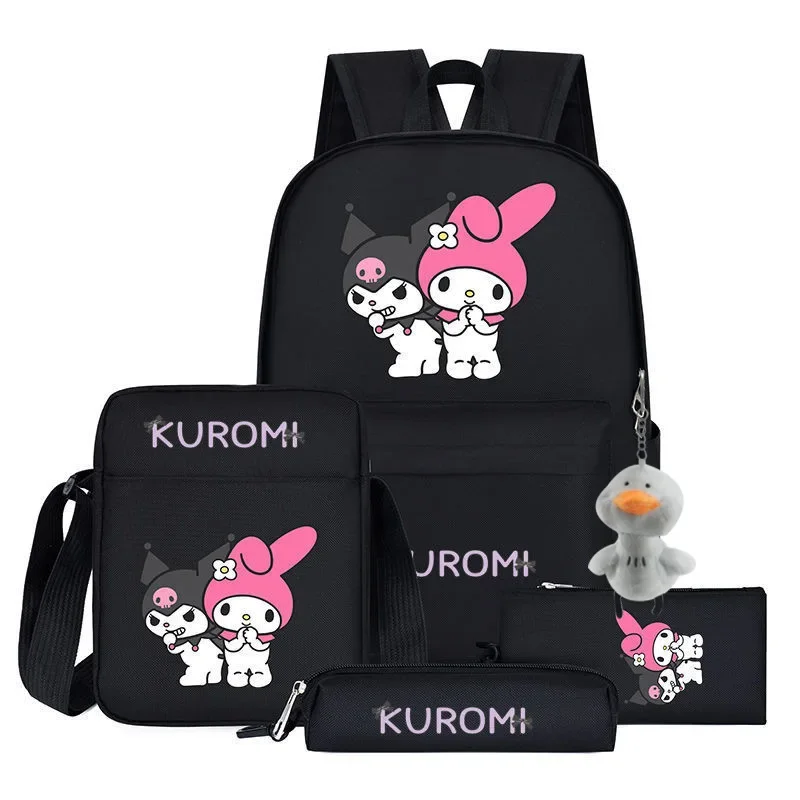 

4 шт./комплект, милый школьный портфель MINISO Sanrio Kuromi для мужчин и женщин, учеников младшей и старшей школы, вместительные плечи