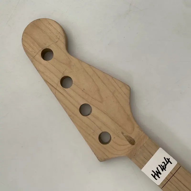 HN424 Custom Electric Bass 21 Frets  Unfinished 4 String Bass Neck Natural Solid Maple without Frets Standard Scales Length