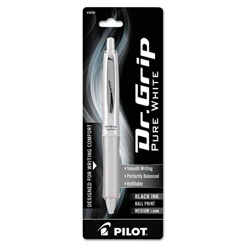 

Ручка-роллер PILOT Dr.Grip Pure White PW с гелевыми чернилами, 1.0 мм, импорт из Северной Америки, канцелярские товары, шариковые ручки для письма