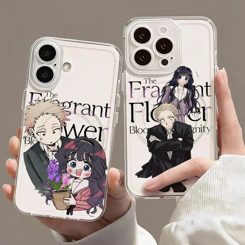 Coque de téléphone magnétique transparente « La Fleur Parfumée Éclore avec Dignité » pour iPhone 17 16 15 14 Pro Max Plus, fine et compatible avec la recharge sans fil