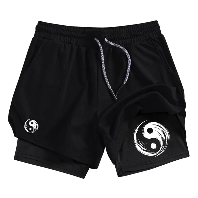 

Angel Wings Print Casual 2 in 1 Performance Shorts Men Athletic Quick Dry Fitness Gym Workout Running Shorts with Phone Pocket