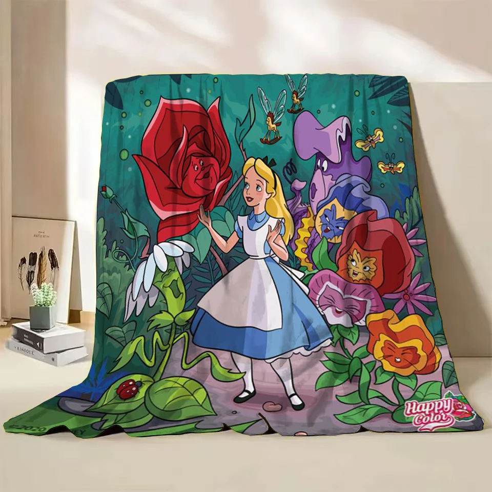 Alice in Wonderland Flannel Thin Blanket.Four Season Blanket. Travel Picnic,for Sofa,Beds,Living Rooms,Fluffy Blanket Gifts