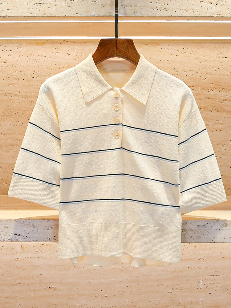 

High-End Women's Ne Knitted Sweater Spring Design Striped Faion Top Quali Crtsmanip ort Sve Regular Fit