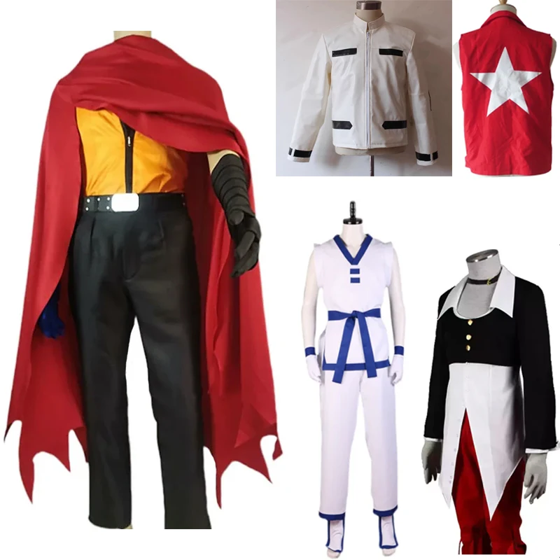 Anime  KOF King Fighters Kyo Kusanagi leather Coat Terry Bogard Jacket Vest Cosplay Iori Yagami K9999 Costumes Cos Custom