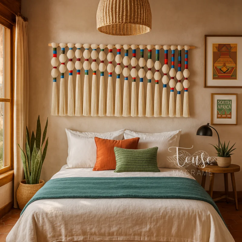 Handmade Oversized Macrame Wall Decor Bohemian Cotton Rope Tapestry with Tassels for Living Room Bedroom Decor