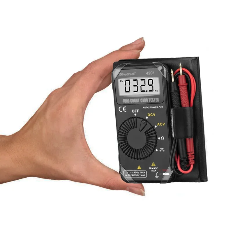 Holdpeak Pocket Digital Multimeter HP-4201 AC/DC Voltage Resistance Mini Auto-Ranging Multimetro  with Auto Power off