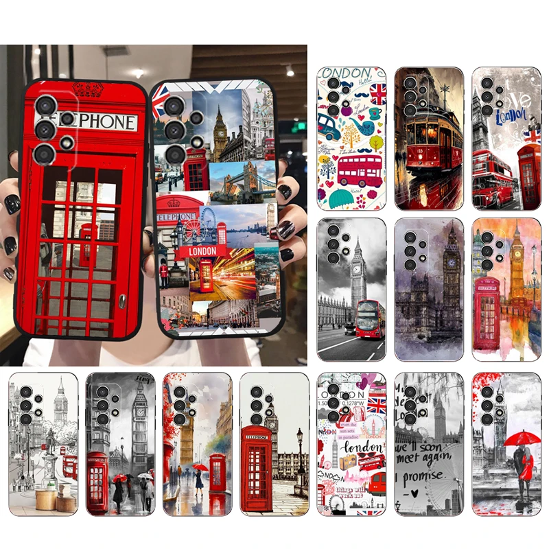 

London Bus Telephone Box Big Ben Phone Case For Samsung Galaxy A35 A55 A54 A15 A25 A05s A05 A22 A24 A52 A33 A34 M34 M14 M54 M23