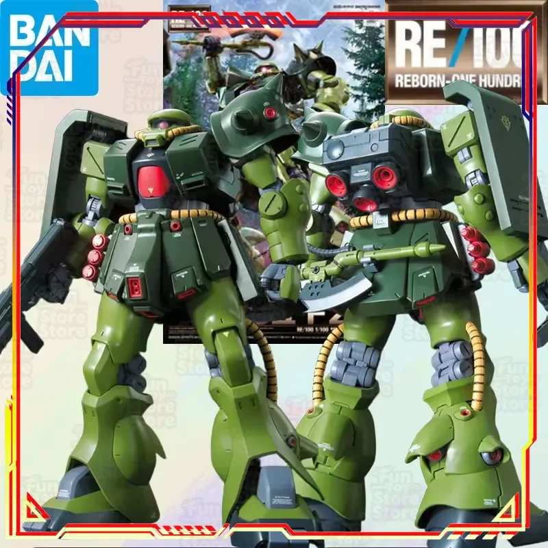 Bandai Gundam RE 1/100 MS-06FZ Zaku II FZ Modellbausatz Original Anime Actionfigur Montagespielzeug Geschenk für Jungen Sammlerroboter
