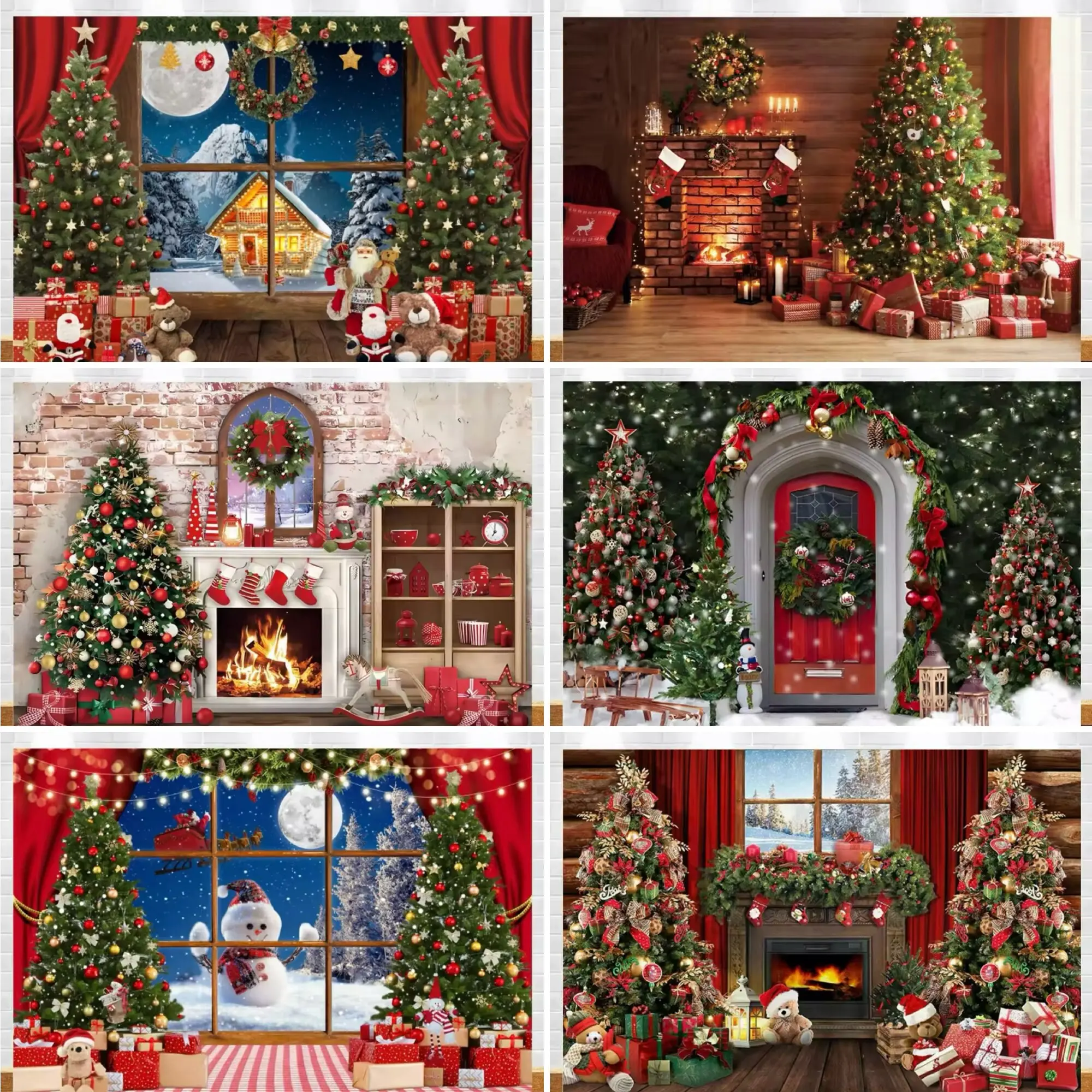 

Winter Christmas Background Children Baby Gift Christmas Tree Snow Photography Props Children Adult Party Decoration Backdrop