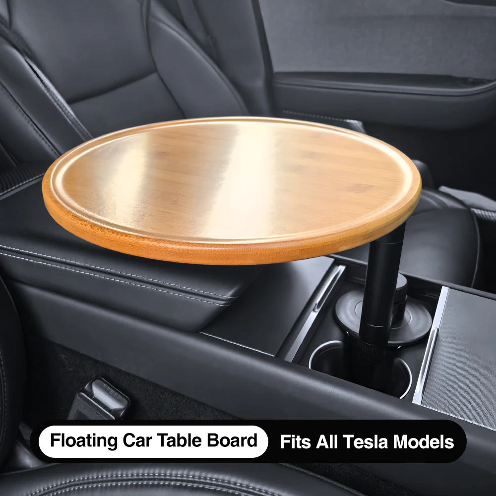 Universal Car Steering Wheel Table with 360° Rotating Wooden Cup Holder, Matching Car Tray for Front & Rear Seats