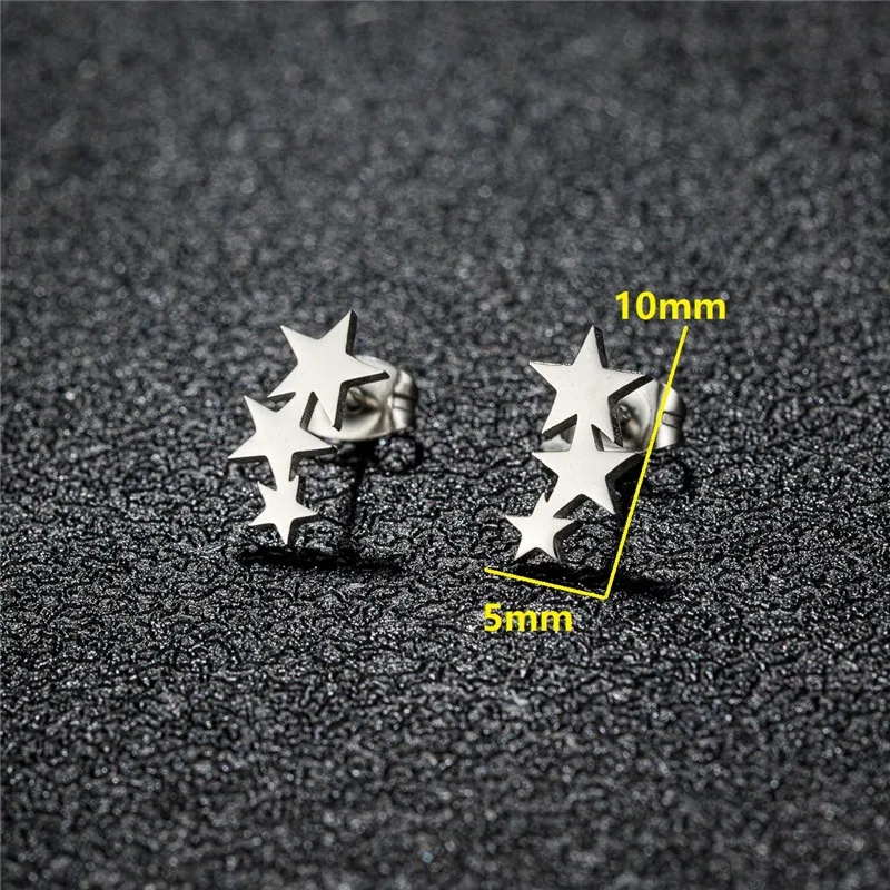New Stainless Steel Star Moon Stud Earrings for Women Everyday Mothers'day Celestial Birthday Gift Crescent Piercing Jewelry