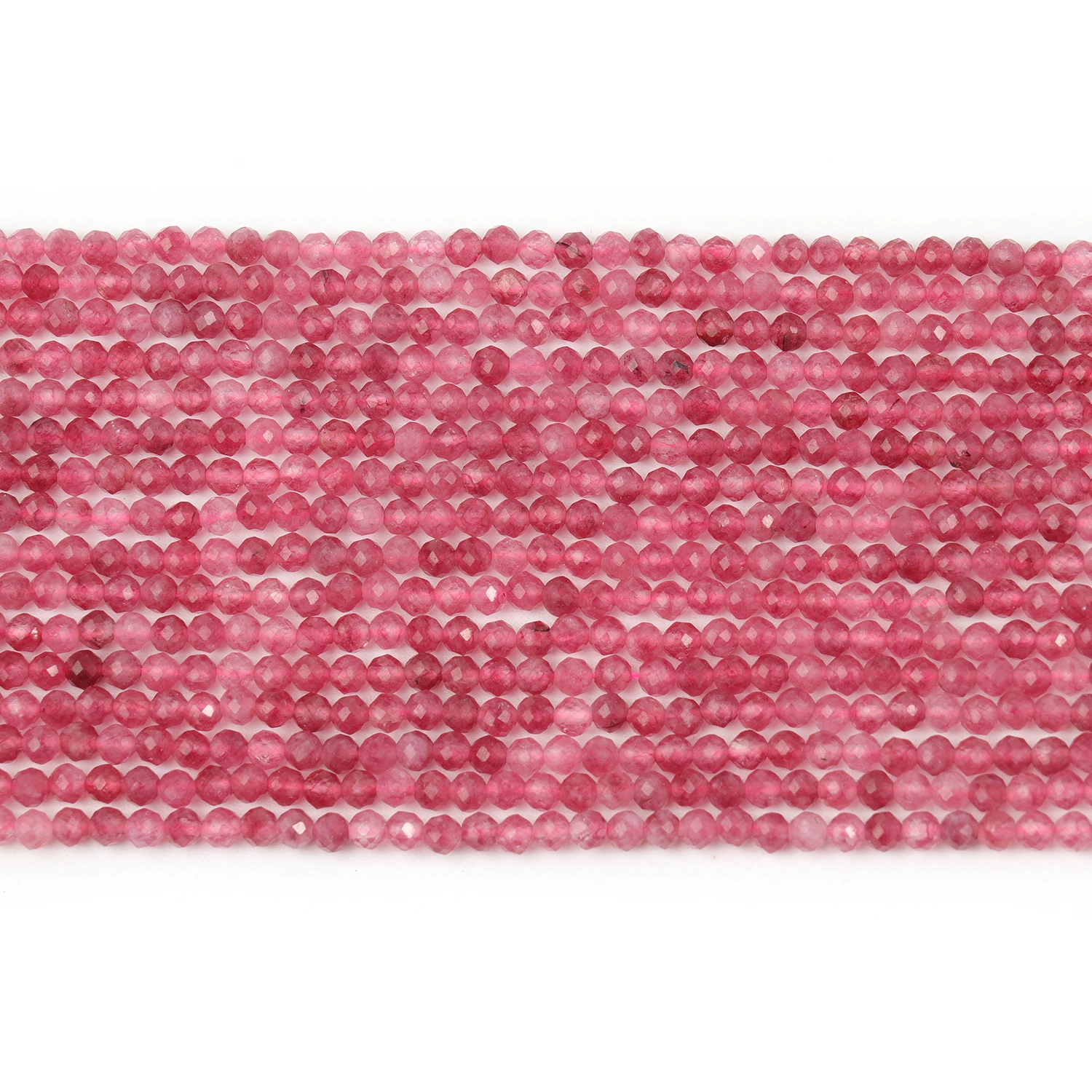 Großhandel Facettierte 2 3 4mm Naturstein Rosa Turmalin Perlen Runde Kleine Lose Perlen für Schmuckherstellung DIY Armbänder Halsketten – Detail 3