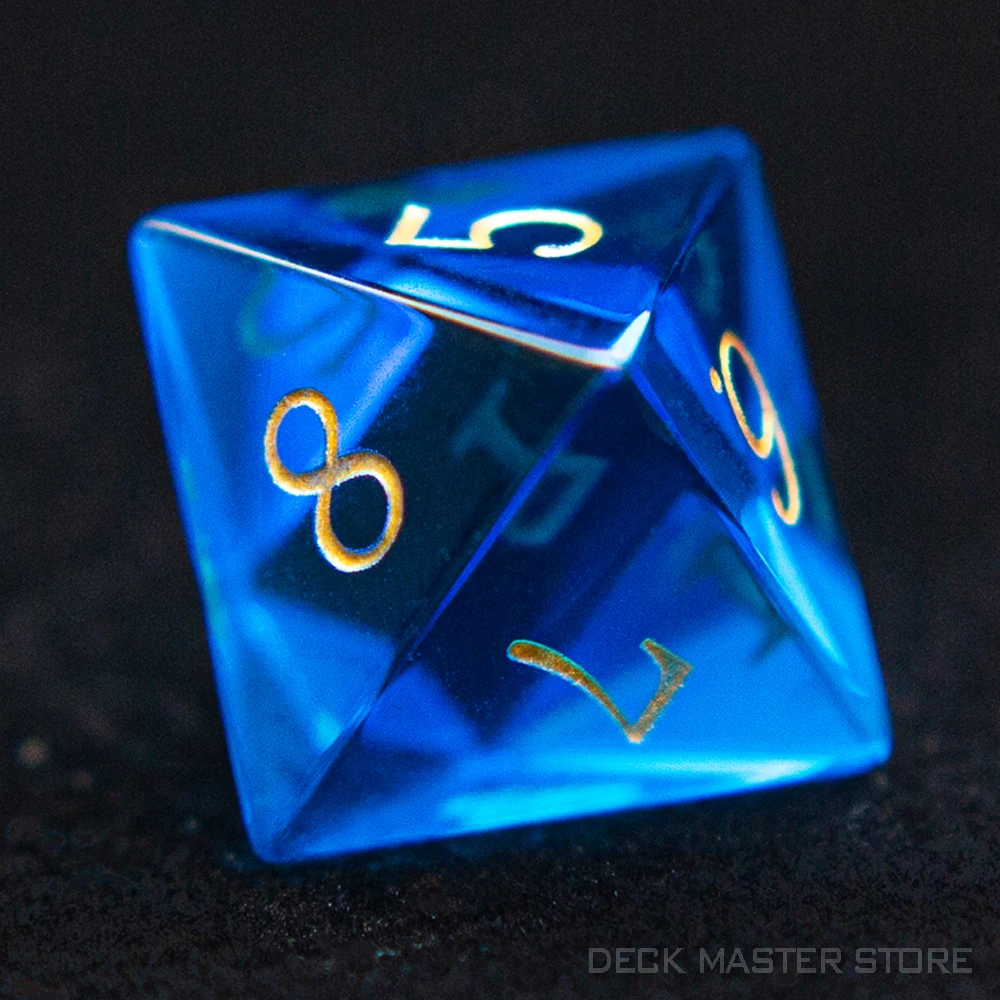 Blue Glass Dice Polyhedral Gemstone Various Shapes Digital D20 DnD Dice for D&D TRPG Tabletop Games Board Games Dice