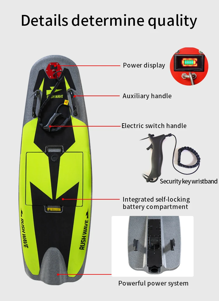RUSH WAVE Electric Jetboard Single Spray Electric Jetboat Electric Surfboard Standing Pedal for High-speed Water Sports