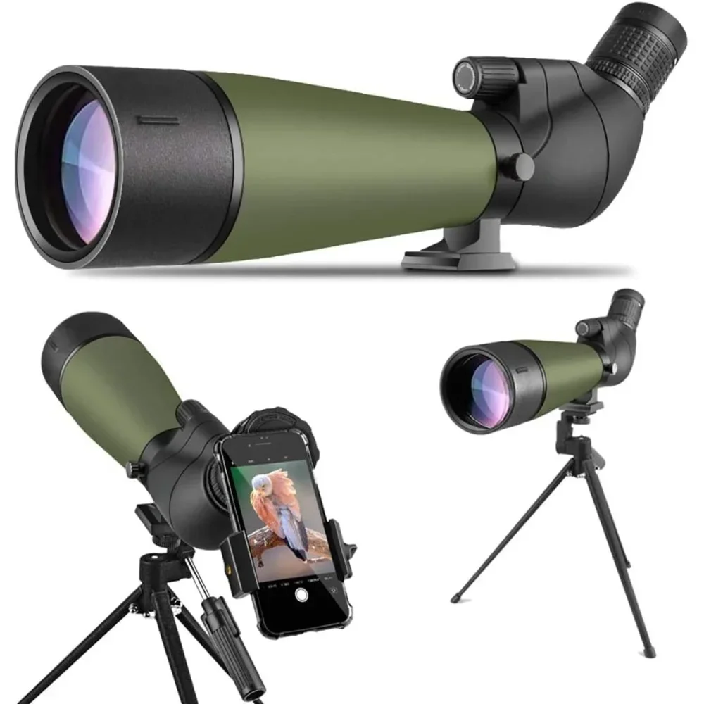 

Spotting Scopes with Tripod, Carrying Bag and Quick Phone Holder - BAK4 High Definition Waterproof Spotter Scope