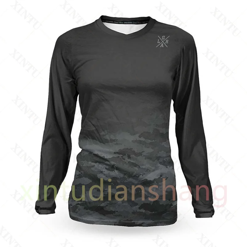 Lỏng Rider Của Phụ Nữ Camo Dài Tay Áo Jersey Off-Road DH Xe Máy Xuống Dốc Quần Áo BMX MTB MX Enduro Leo Núi xe Đạp Jersey