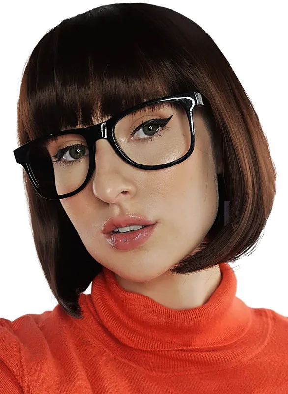 Brown Bob Wig Velma Wig and Glasses - Velma for Adult Women Velma Cosplay Flapper Wig With Bangs Dora Wig  Velma Wig