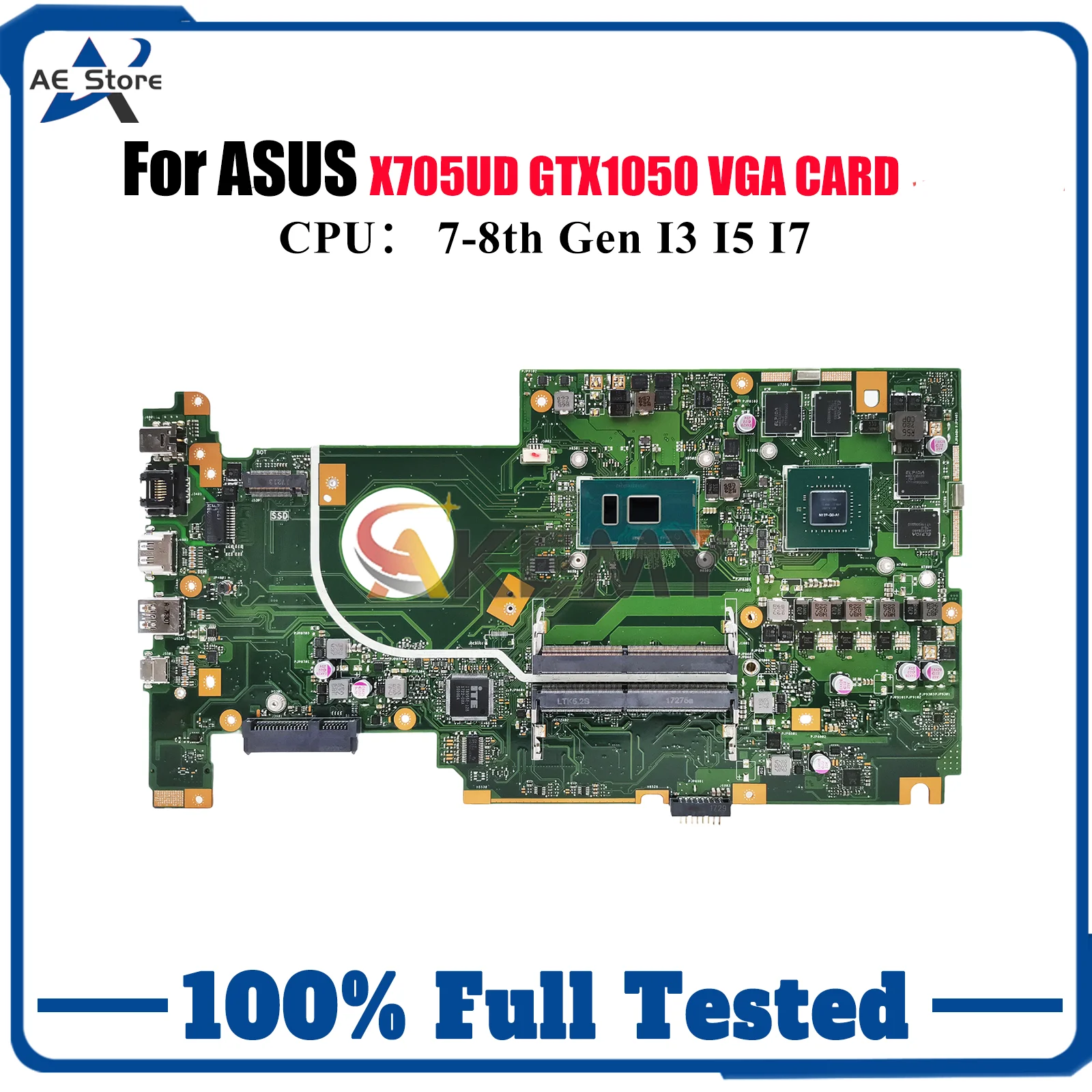 

X705UD Laptop Motherboard For ASUS VivoBook X705UNR X705UN X705UBR X705UVP X705U X705UB X705UQ X705UF Mainboard W/ I3 I5 I7 CPU