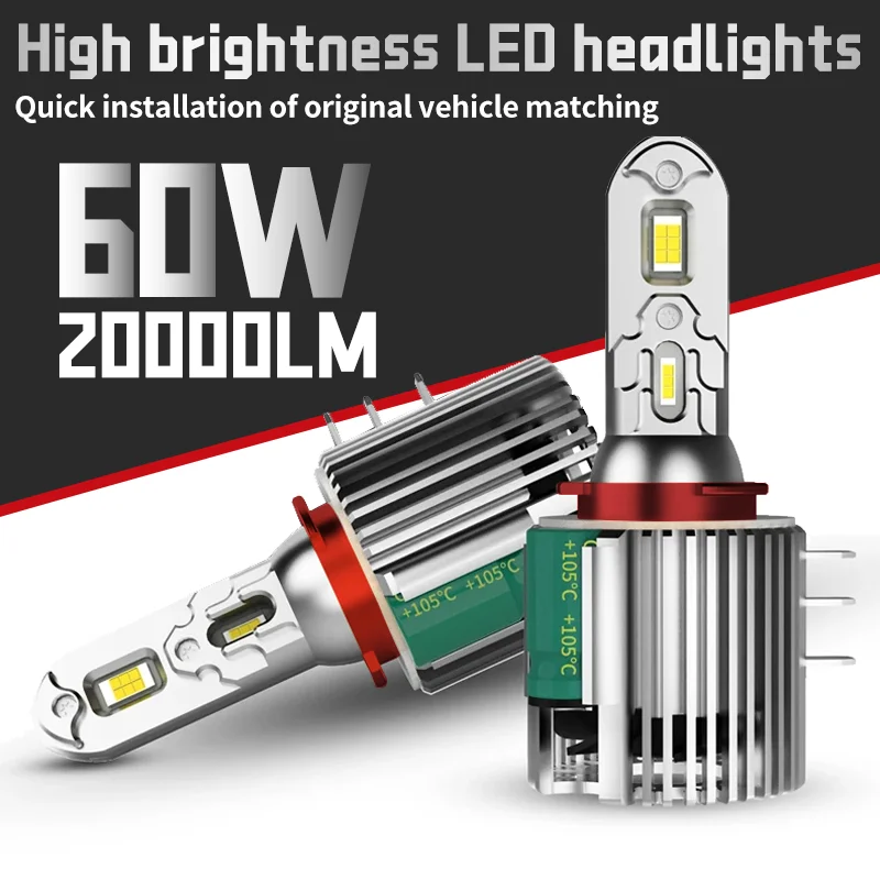 

H15 LED Car Headlight High Beam Day Driving Running Light 12V 6500K White Turbo Auto Lamp Canbus Bulbs For Golf 6 VW Audi BMW