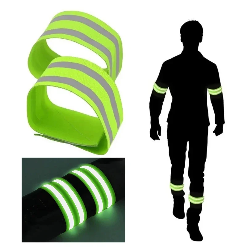 1/2pcs Reflective Elasticated Armband Warning Wristband Ankle Leg Strap Safety Reflector Tape for Night Jogging Walking Cycling