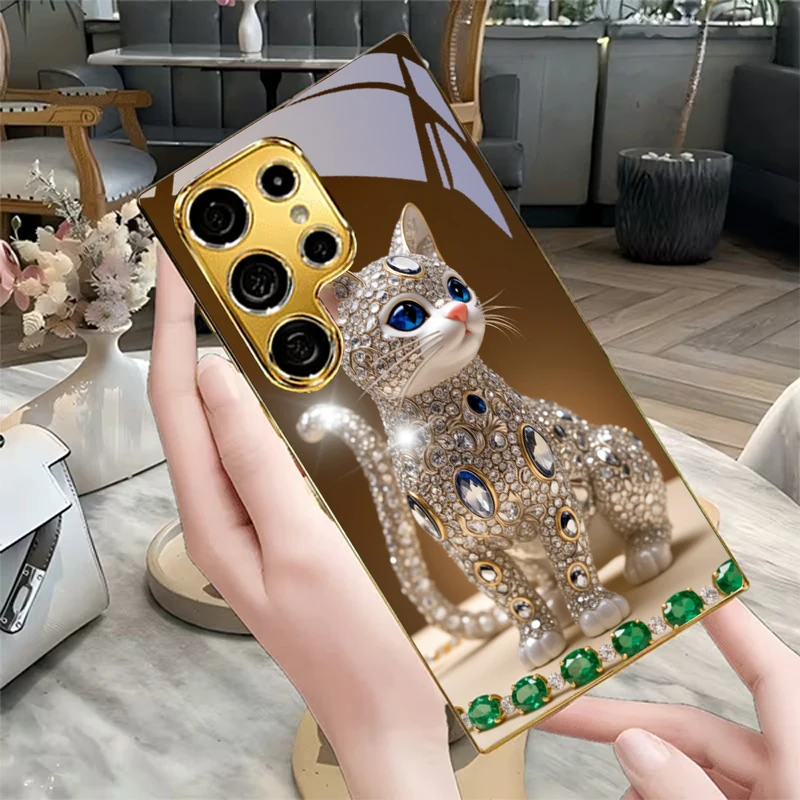 Diamond Glow Art Golden Phone Case For Samsung A50/A51/A52/A53/A54/A55/A56/A57/A71/A72/A73/A31/A32/A34/A36/A37/A30s Glass Cover view 6