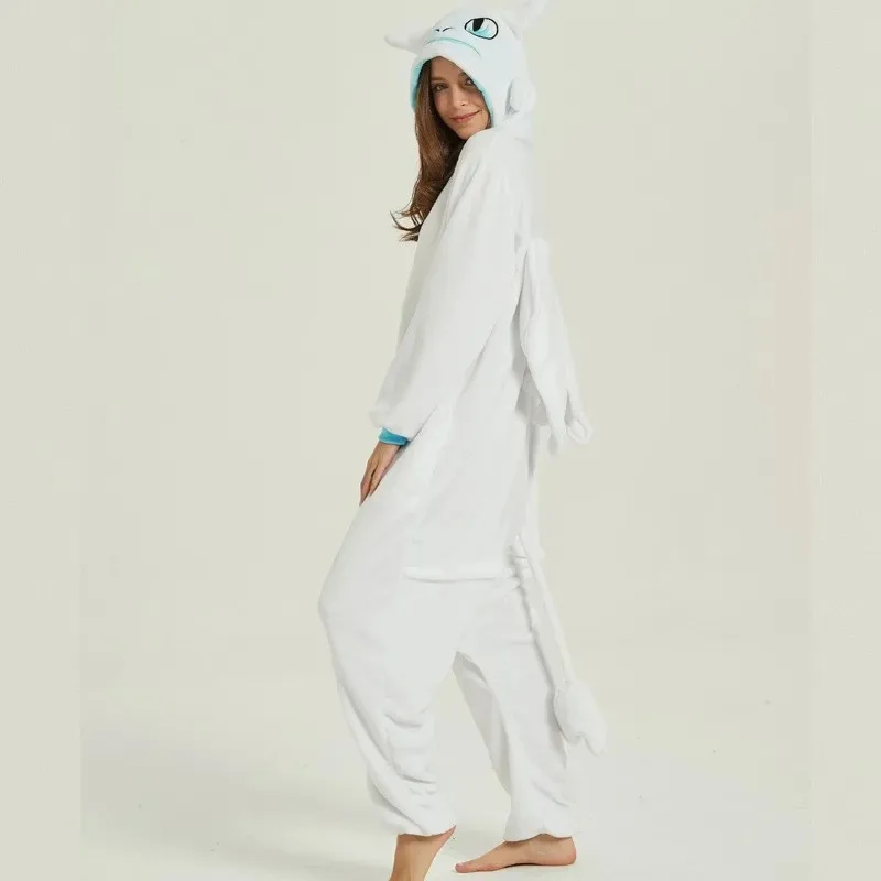 Kigurumi-Pyjama sans tétons de dessin animé pour adultes, Onesie, Animal, Homewear, Halloween, Cosplay, Costume de fête, Femmes, Hommes