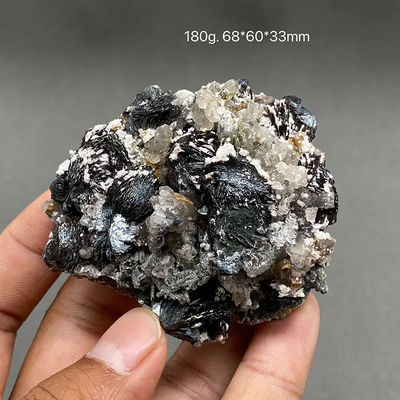 

100% Natural Inner Mongolia Specular hematite and crystal symbiosis mineral specimen crystal stones fluorite
