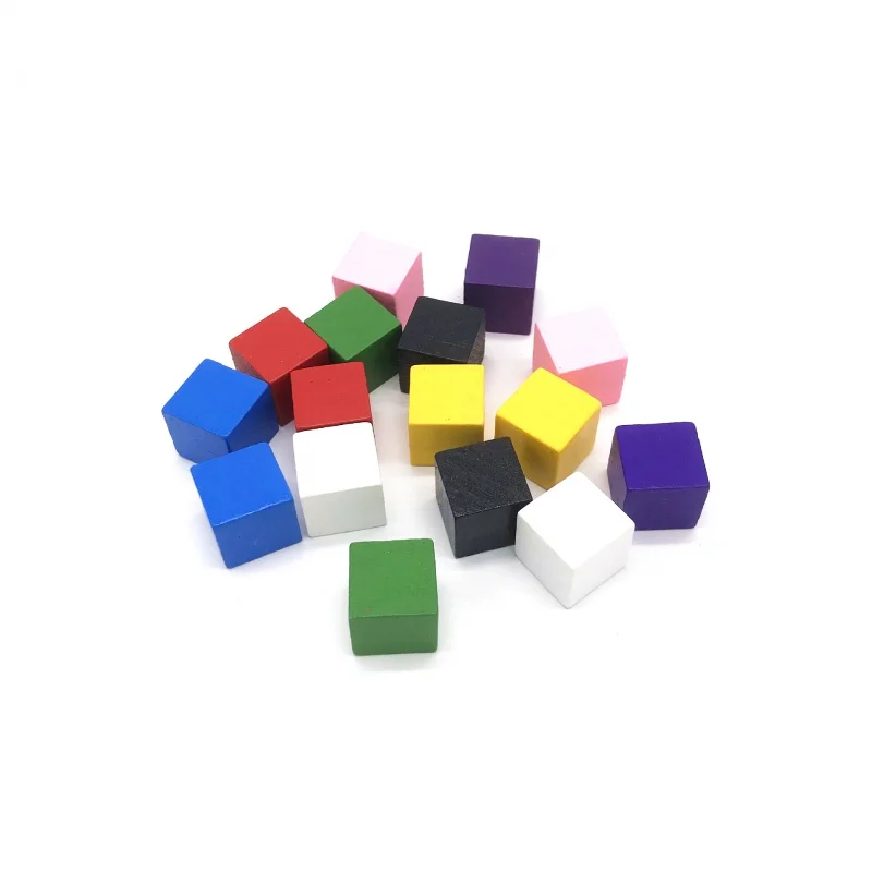 500pcs/set Wood Cubes 10mm Blocks Blank Dice Square Corner Colorful Board Games Dices For Game pieces Early Education