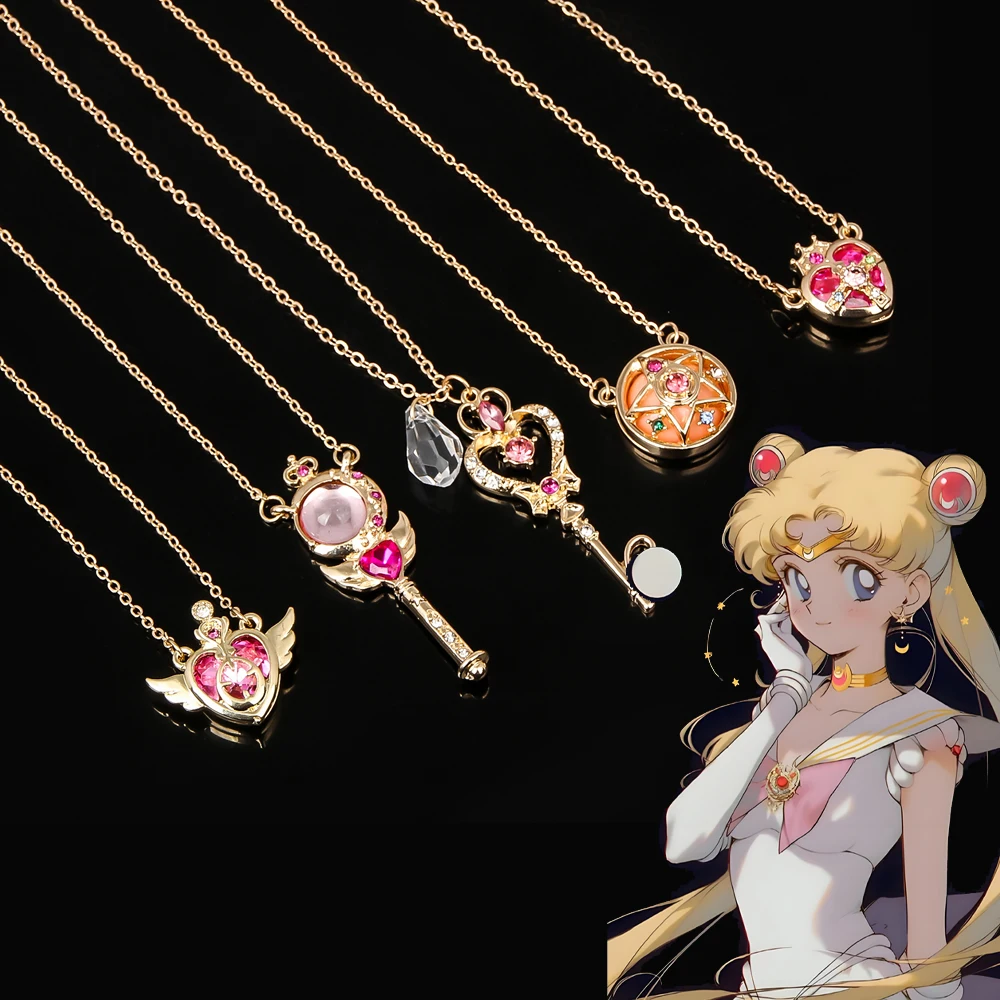 Nette SAILOR MOON Halskette Tsukino Usagi Magische Mädchen Transformation Flügel Zauberstab Halsband Cosplay Geschenk Männer Frauen Tasche Schmuck