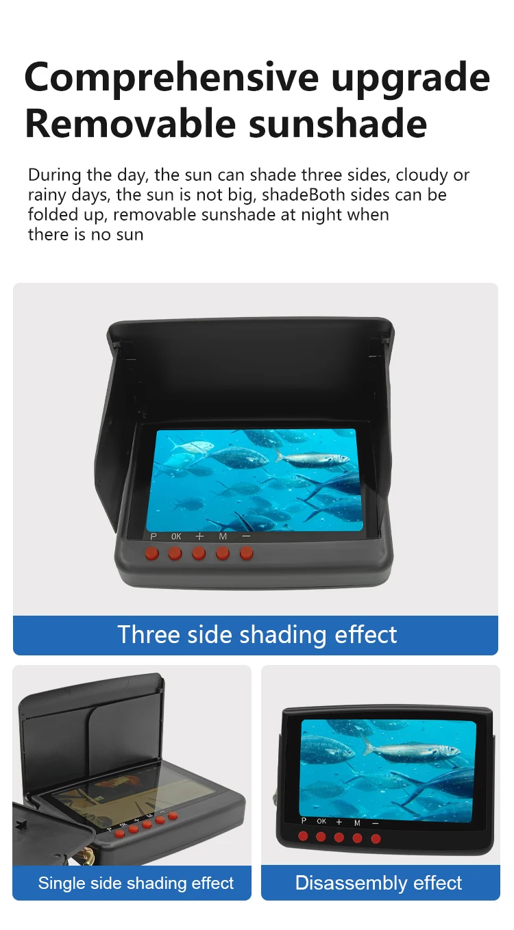 سعر المصنع الأصلي 5 بوصة كاشف السمك المحمول 20 متر IP68 الصيد تحت الماء لصيد الأسماك في الشتاء على الجليد