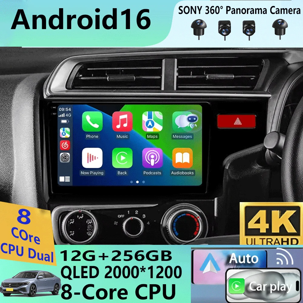 9'' Android 16 Car Radio for Honda Fit Jazz 2013 2014 2016 2018 GPS Navigation Stereo Multimedia Video Player Screen Head Unit