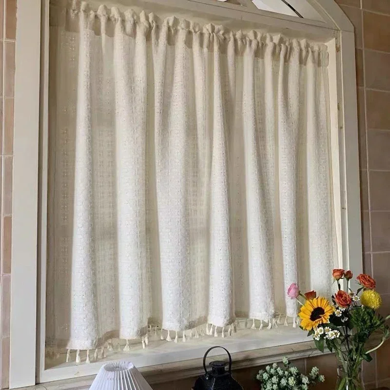 Beige Kitchen Curtains Linen Tier Curtains Farmhouse Cafe Short Curtain Flax Country Rustic Bathroom Laundry Room Customizable