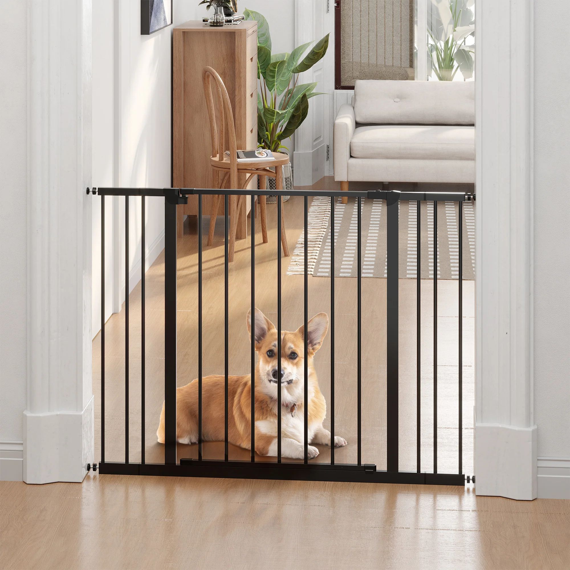 Pawhut Extendable Safety Barrier Metal Stair Doors for Dogs