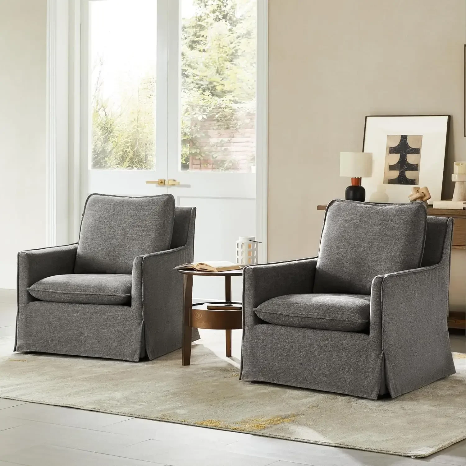 

For Chaise d'appoint pour la salle de séjour, fauteuil avec dossier et coussin confortables et doux