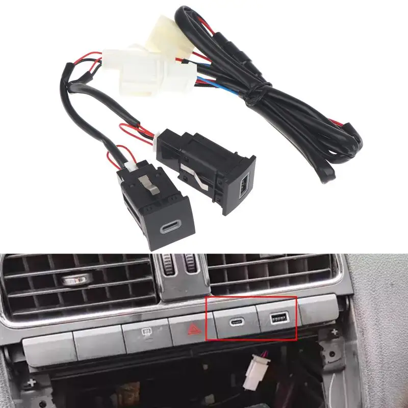 Car USB PD Fast Charging Adapter 1Pcs Red LED Fit for Golf 6 MK6 5 Scirocco 2006-2008 2009-2012 Auto Accessory