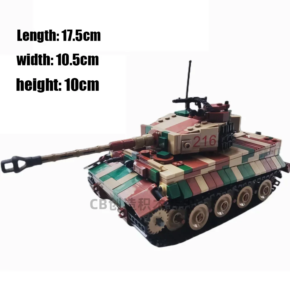 MOC WW2 Military Weaponry Series Tiger Tank 007 DIY Building Block Army Soldiers Tank Vehicle Model Bricks Toys Kid Gifts