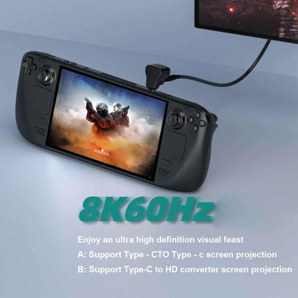 1 To 2 USB-C Male To USB-C USB-A Female Adapter 20Gbps USB-C To USB-C USB-A Connector 8K 60HZ 180 Degree for STEAM DECK/Switch