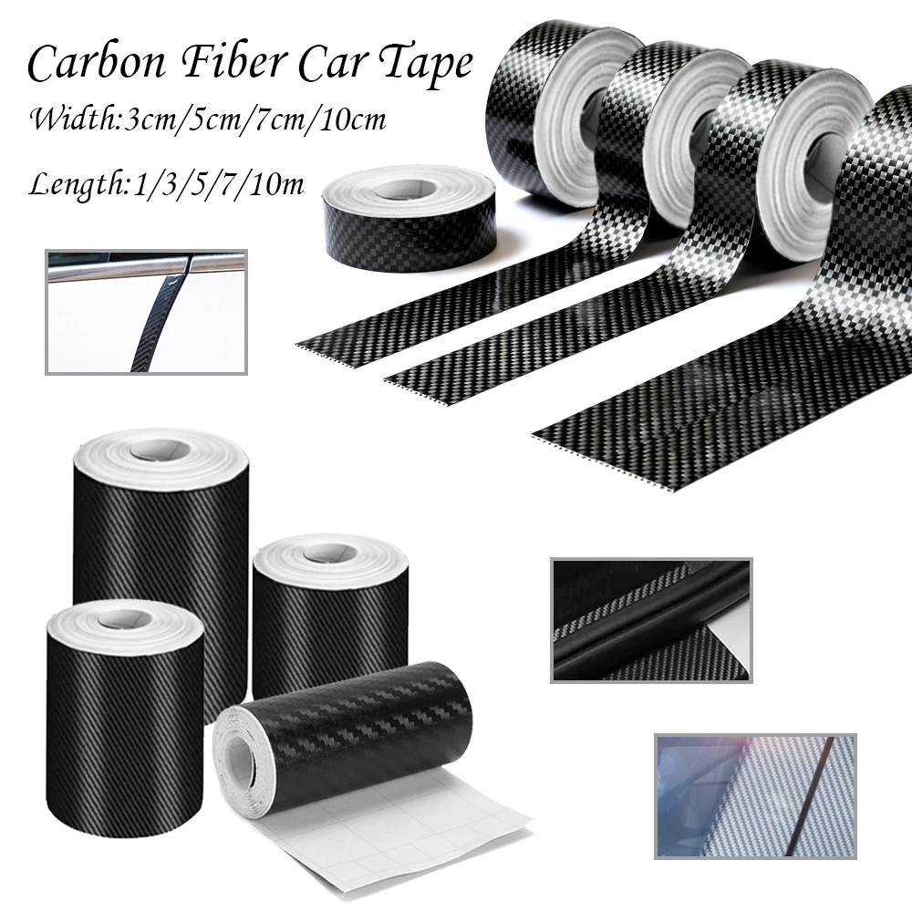1-10M Carbon Fiber Car Sticker Paste Protector Strip DIY Automotive Protective Film Auto Door Sill Side Mirror Anti Scratch Tape