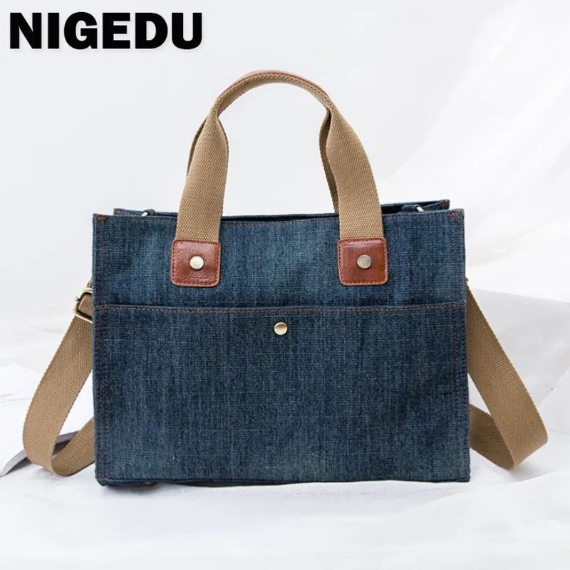 Jeansowe torebki damskie torba na ramię Crossbody duże torby na zakupy 2023 nowe torby do dojazdów do pracy dla kobiet bolsy niebieskie