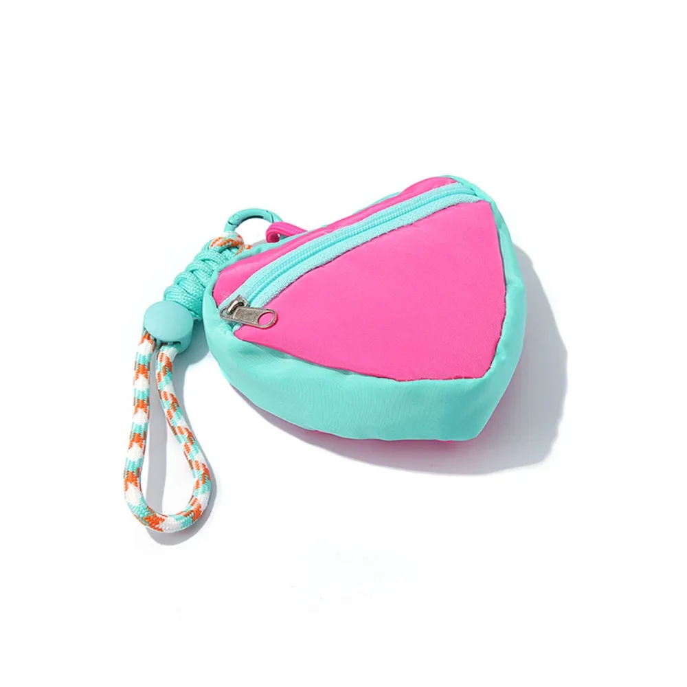 Fashion Colorful Love Heart Storage Bag Zipper Anti Loss Coin Purse Backpack Pendant